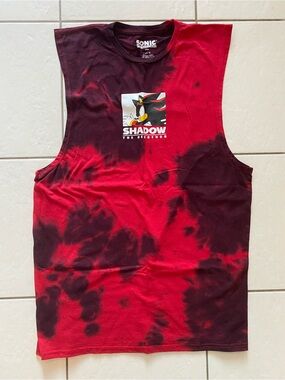 Shadow the Hedgehog Red and Black Tie-Dye Muscle Tank